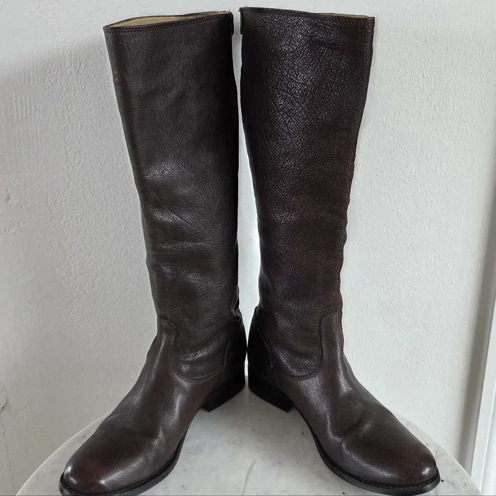 Frye Melissa Brown Leather Knee High Rear Zip Riding Boots 76430 Women’s SZ 7B m